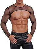 T-shirt sexy pour homme avec manches en maille et manches découpées