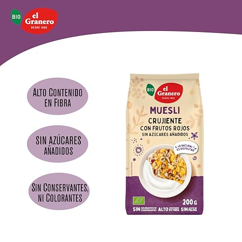 Miniatura 3 de El Granero Integral - Muesli Crujiente Con Frutos Rojos Bio, 200 G
