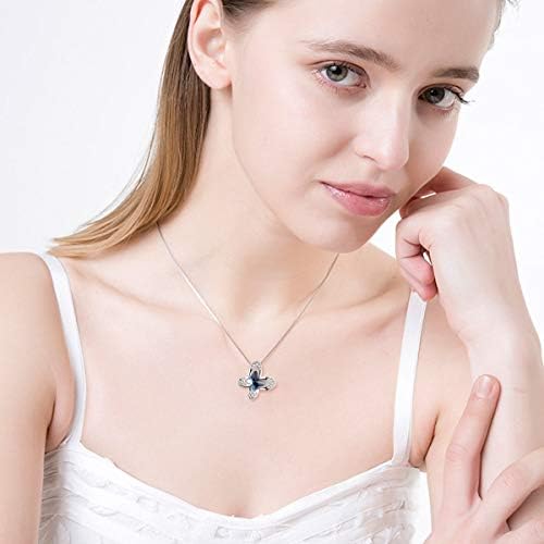 AOBOCO Sterling Silver Butterfly Pendant Necklace with Crystals, Birthday Jewellery Gifts for Women Girls