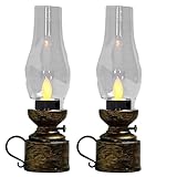 Effet de flamme réaliste : les lampes présentent un design de brosse oscillante avec un effet de flamme vacillante réaliste, alimentées par des piles bouton, améliorant le réalisme et la chaleur de l'éclairage. Lampe au kérosène Lanterne au kérosène