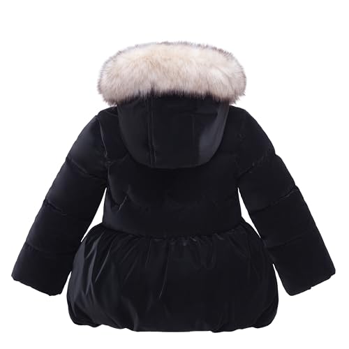 Rokka&Rolla Toddler Girls’ Fleece-Lined Luxe Bow Puffer Winter Coat2