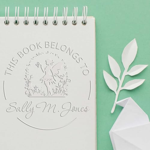 Custom Book Logo Embossed Seal - Magical Fairy Dahlia Design,