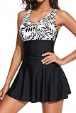 Yonique One Piece Swimsuits for Women Modest Tummy Control Swimdress Vintage Bathing Suits Skirt Swimwear...