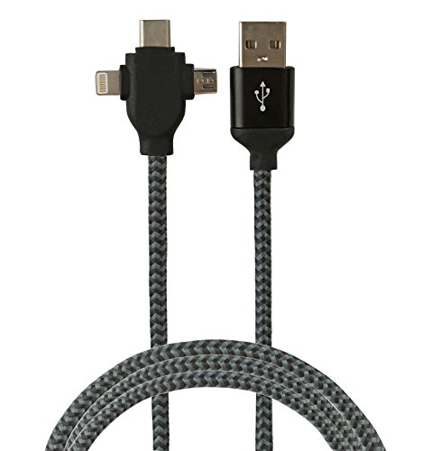 Moco Best 3 in 1 3FT USB Cable/Micro / Lightning/Type C Charging Cable USB Cord - Nylon Braided - ompatible for Apple, Samsung, Android, and Almost Every Phone (Black) Moco Best 3 in 1 3FT USB Cable/Micro / Lightning/Type C Charging Cable USB Cord - Nylon Braided - ompatible for Apple, Samsung, Android, and Almost Every Phone (Black)