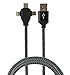 Moco Best 3 in 1 2FT USB Cable / Micro / Lightning/ type C Charging Cable USB Cord - Nylon Braided - Great for Apple, Samsung, Android, And Almost every phone (Black)