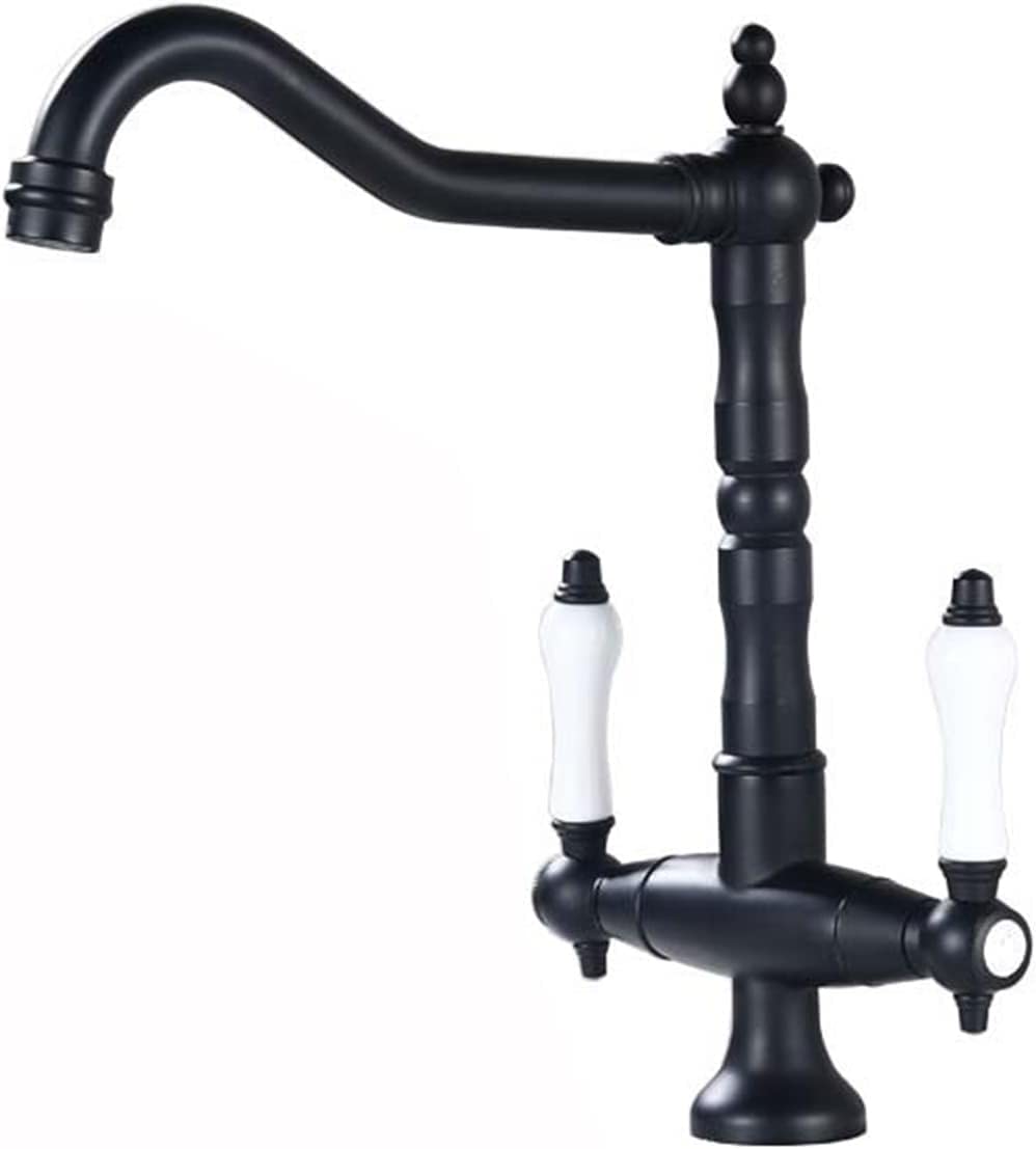 COSZWQDP Bathroom Sink Faucet hot and Cold Water Double Handle Antique Brass Kitchen