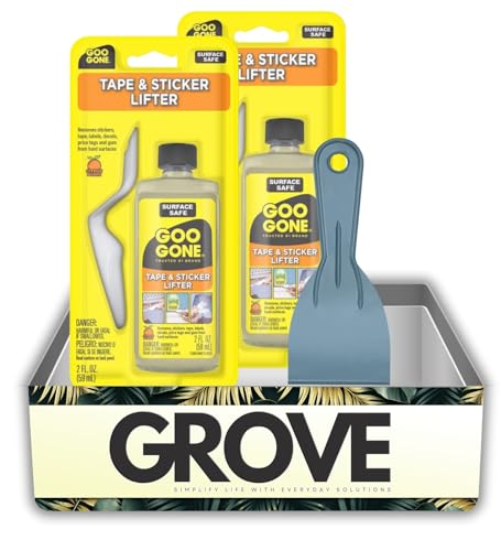 2x Goo Gone Adhesive Remover Spray 2 oz Bundle with Scraper – Lifts Stickers, Tape, and Adhesive Residue from Most Surfaces with Precision Application – Gift Set (3 Items)