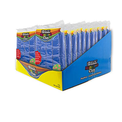 BAZIC Products Blue Modeling Clay, 1 lb, 24-Case