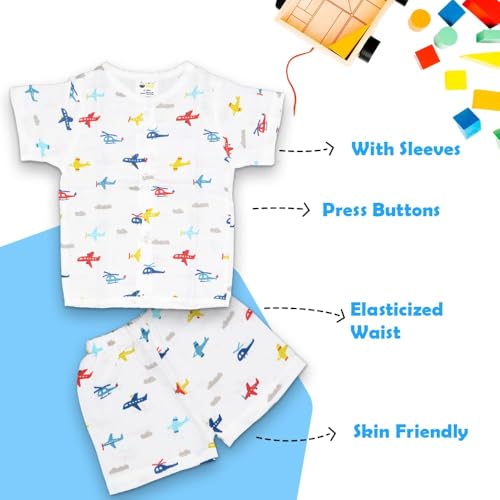 Image of Muslin Jabla & Shorts|For Boys & Girls|Summerwear Sleeveless Vest|Baby Products|Casual Clothing Set