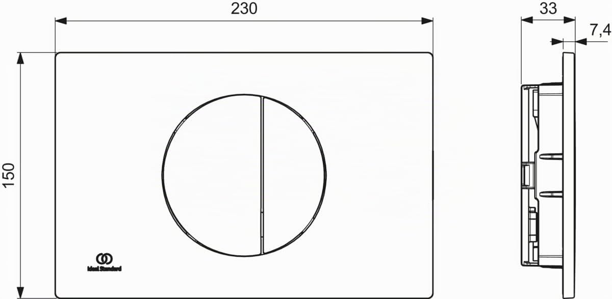 Ideal Standard - OLEAS M5, Piastra di comando meccanica WC, Placca di azionamento per cassette di risciacquo doppio scarico, Bianco