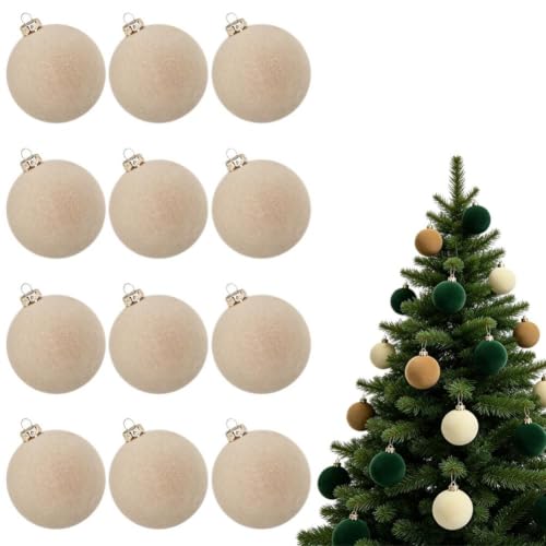 Velvet Christmas Ornaments Balls, Flocked Ornaments Tree Ball, Hanging Plastic For Chris Ball Set Xmas Flocked Bulk Ornament