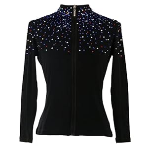 Women’s Girls ‘black Ice Figure Skating Jacket Rok Top Sportswear Stretch Stoffen Trainingskleding Met Gekleurde…