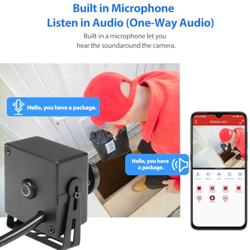 REVODATA TSEye Fisheye PoE Mini IP Kamera mit Audio, Ultra HD 2880 x 1620P@20fps, 1.7mm Panorama Fisheye Objektiv, Weitwinkel Home Security Kamera PoE, P2P Fernüberwachung (I706-3-P-A-TS Metall)