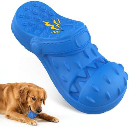 RUXAN Juguetes para Masticar para Perros, Juguetes Chirriantes para Perros, Guguetes Interactivos para Perros, Hechos de Caucho Natural, Suaves para los Dientes - Azul