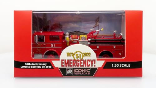 1973 Ward Lafrance Ambassador Fire Engine Los Angeles County Fire Department LA County FD LACFD Emergency 50th Anniversary 1972-2022 Limited 3000 Pieces Worldwide 1/50 Diecast Iconic Replicas 50-0393