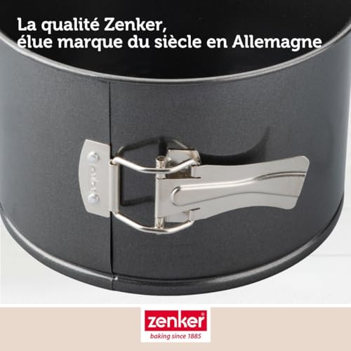 Zenker Tortownica bardzo wysoka, średnica 18 cm, czarna metaliczna blacha stalowa z powłoką zapobiegającą przywieraniu, idealna do wysokich tortów i włoskich panettone, wyprodukowana w Niemczech