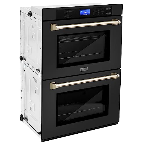 Zline 30" Autograph Edition Double Wall Oven With Self Clean And True Convection In Black Stainless Steel And Gold (Awdz-30-Bs-G) #TOP2