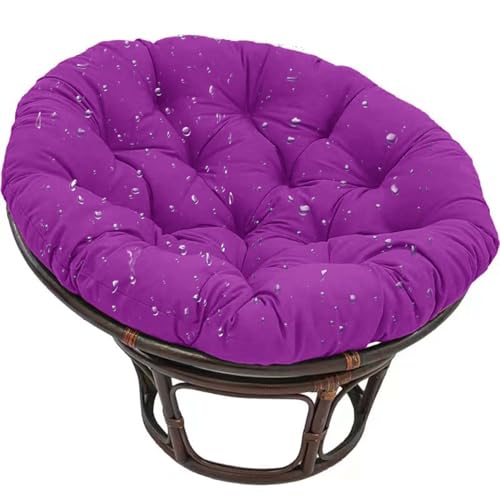 Coussin de chaise rond imperméable en forme d'œuf pour intérieur/extérieur - Idéal pour chaises de jardin - Violet - 90 x 90 cm