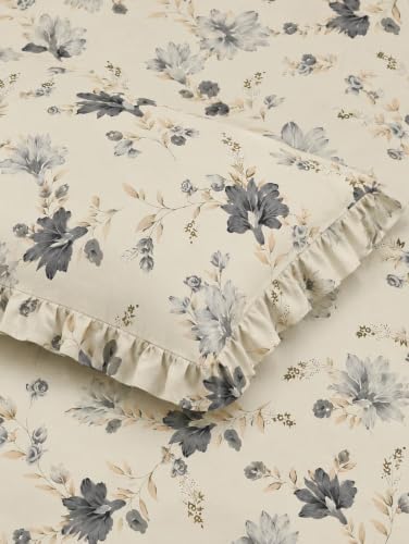 Image of King Size Fitted Bedsheet for Double Bed | 300 TC Cotton Feel Microfiber | All Around Elastic with 2 Frill Pillow Covers | Soft & Durable | (BossFrill, Fitted - Double72x72)