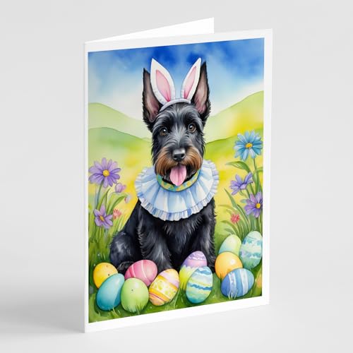 Caroline's Treasures DAC5172GCA7P Scottish Terrier Easter Egg Hunt Greeting Cards Pack of 8 Blank Cards with Envelopes Whimsical A7 Size 5x7 Blank Note Cards