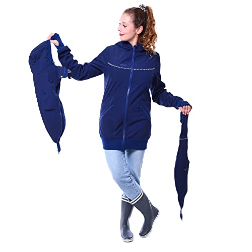 Viva la Mama Jacke für Baby Hintentragen Rückentrage Vorn und Hinten 4in1 Jacke Softshell Trageposition Rücken Einsatz - AVENTURIS marineblau - S