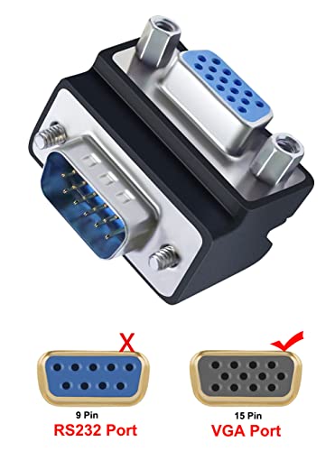 Adaptador VGA ángulo recto 15 pines macho a hembra miniatura 4