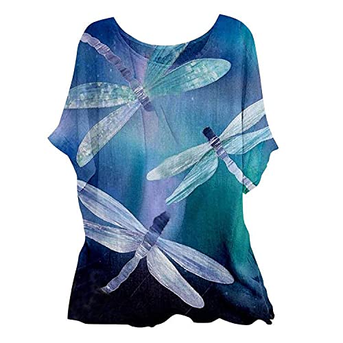 Women's Cotton Linen Round Top Cute Graphic Tees Casual Plus Size Short Sleeve Blouse Cotton Linen Tunic Shirts