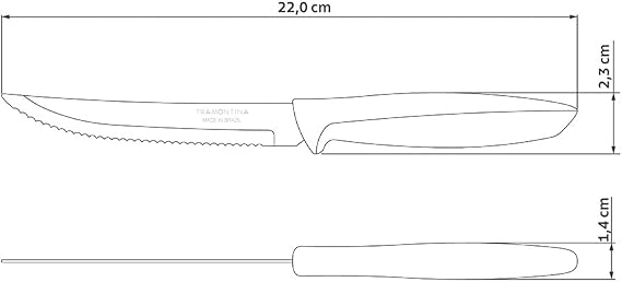 Tramontina Kitchen Knives Set of 6, Serrated Fruit Tomato Cooking Knife, Vegetable Chopper Peeler, Stainless Steel, Multipurpose, Pointed Tip, Black, 23498054