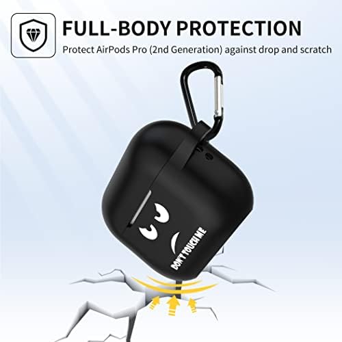 CACOE Case for Airpods Pro 2, Silicone Cover for Airpods Pro 2nd Generation, Black Protective Airpods 2 Gen Cases Shockproof Air Pod Cute Funny Print Accessories with Keychain