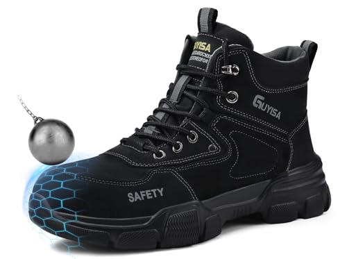Image of GUSAYEX Steel Toe Boots for Men Puncture Resistant Work Utility Safety Shoe