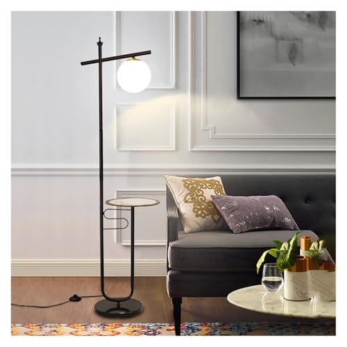 Lámpara de pie ajustable con bandeja de madera para iluminación de dormitorio 5