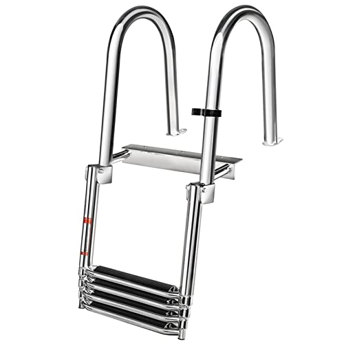 Escalera plegable telescópica para barco con barandilla 4 peldaños miniatura 3