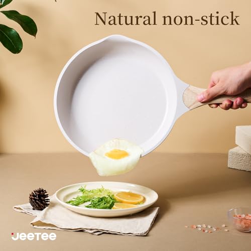 JEETEE Non Stick Pots and Pan Set, White Induction Cookware Sets, Kitchen Pots and Pans, 12 Pieces Cooking Set w/Fryingpan, Saucepan, Saute/Egg Pan (PFOA Free) by JEETEE - Image 3