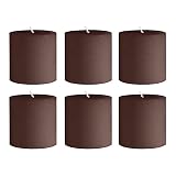 6 Brown 3x3 in Dripless Round Unscented Pillar Candles Smokeless Cotton Wicks Wedding Reception Party Tabletop Events Home Centerpieces Decorations Supplies