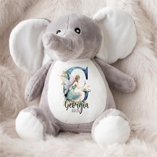 Crafted Memories - Personalised Bunny Rabbit Teddy | Velveteen Rabbit Soft Toy | Customisable Name for Newborns | Keepsake for Boys & Girls | Baby Shower Item | Water Colour Initial |, 20-23cm - View 8