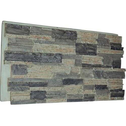 Ekena Millwork 48 5/8"W x 24 3/4"H x 1 1/4"D Cascade Stacked Stone, StoneWall Faux Stone Siding Panel, Smokey Ridge