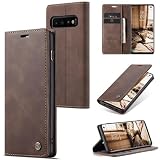 Sojlecyu Portfel Etui do Samsung Galaxy S10 4G Case, Skórzane PU z Klapką, Pełna Ochrona Przegródki na Karty Stojak Magnetyczna Kieszeń do Samsung Galaxy S10 4G, Kawowy