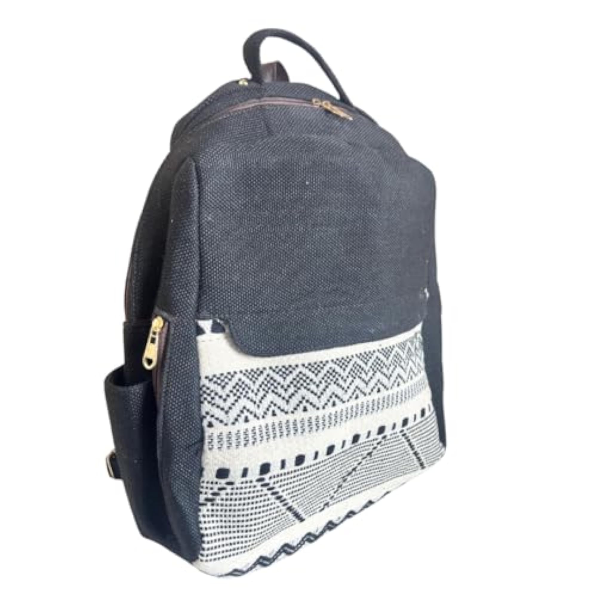 Premium Geometric Pattern Jute Laptop Backpack
