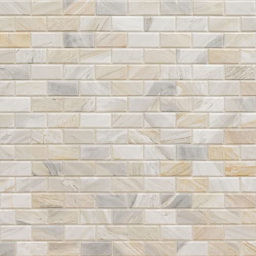 Msi Athena Gold 2Honed And Beveled Marble Mesh Mounted Mosaic Tile For Bathroom, Kitchen Backsplash, Accent Wall Tile, And Shower Wall Tile, Sample #TOP20