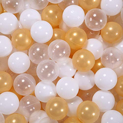 STARBOLO Ball Pit Balls- 2.36-Inch Bigger Pearl Gold Plastic Balls Phthalate & BPA Free Non-Toxic Crush Proof Balls for Toddlers Kids Ball Pit Accessories Playhouse Tent Playpen Pool Decor (50 Balls).