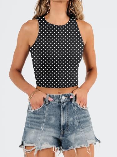 Image of EFAN Women's Double Lined Racerback Crop Tank Top | High Neck Slim Fit Sleeveless Workout Top, No-Bra Essential for Gym, Yoga & Going Out