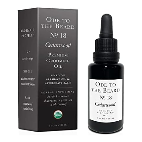 Vegan Mia - USDA Organic Cedar-Scented Beard Oil For Men, 3-in-1 Premium Grooming Oil with Argan Oil, Jojoba and More, For Beard Growth and Maintenance - Ode To The Beard Cedarwood Beard Oil, 1 fl oz Cover