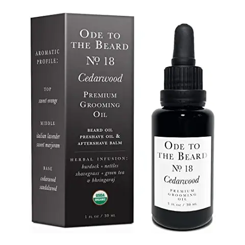 Vegan Mia - USDA Organic Cedar-Scented Beard Oil For Men, 3-in-1 Premium Grooming Oil with Argan Oil, Jojoba and More, For Beard Growth and Maintenance - Ode To The Beard Cedarwood Beard Oil, 1 fl oz Cover