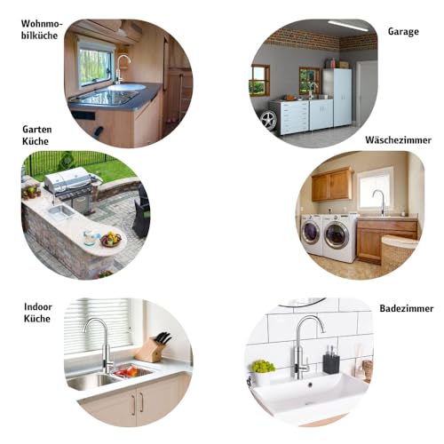 HOGART Elektrische Wasserhahn mit Durchlauferhitzer 230v für Küche, Garten, Bad, Wohwagen, Camping, Smart Heater, Armatur mit Sofortiger Warmwasserbereiter, Warmwasserhahn, Küchenarmatur, Wasserboiler