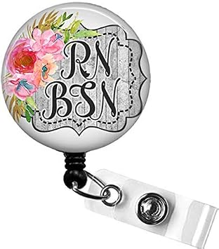 RN BSN Badge Reel - Retractable ID Holder, Registered Nurse Thank You Gift, Nursing Graduation Accessory