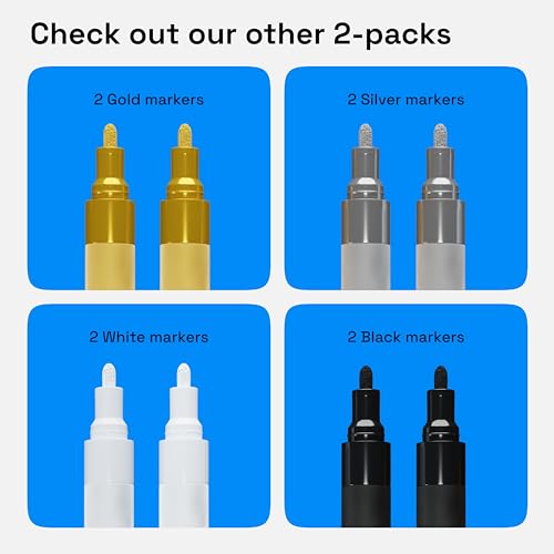 Artistro BAM0002-02-ZT-CN 2 Black Acrylic Paint Pens For Rock Painting Ceramic Wood Glass Metal Plastic - 3Mm Medium Tip Paint Markers Ideal thumb #5