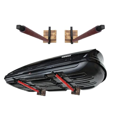 QLS Dachbox Wandhalterung WSB.O rot 82 cm zur Aufbewahrung von Dachkoffer Gartengeräte Skibox Sportgeräte Surfbrett iSUP mit Stahl Holzbrett