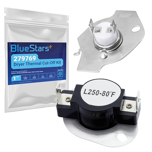 BlueStars 279769 Dryer Thermal Cut-Off Kit Replacement Part - Compatible with Whirpool & Kenmore Dryers - Replaces 3389946 3398671 3977394 695563 AP3094224 3390291