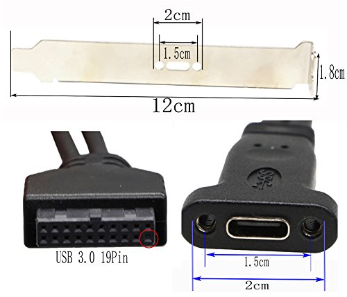 Zdycgtime(50Cm Usb 3.0 19 Pin To Usb C Front Panel Header Cable, Usb 3.0 19 Pin Female To Usb Type C Female Panel Mount Extension Cable #TOP4