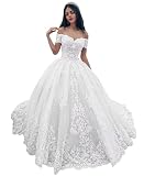 Youjiayi Women's Off Shoulder Wedding Dresses for Bride 2026 Long Luxury